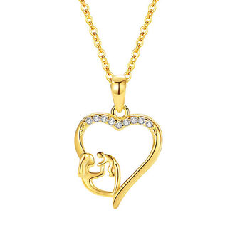 BN131 Naszyjnik SERDUSZKO matka z dzieckiem srebro pr. 925 pozłacany