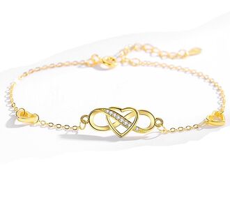 BB085b Bransoletka INFINITY serce srebro pr. 925 pozłacana