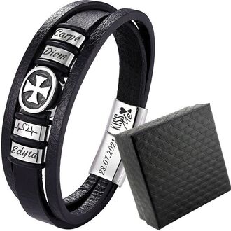 TB115 Bransoletka skórzana NORDYCKA z grawerem 