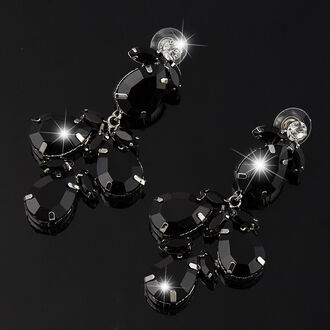 EK100a Kolczyki czarne CYRKONIE kryształki ŚLUBNE długie