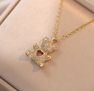 AN338a Naszyjnik ze stali chirurgicznej MIŚ z serduszkiem