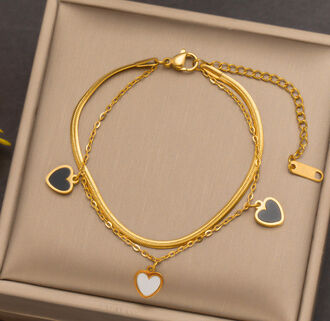 AB353 Bransoletka ze stali chirurgicznej TRZY SERCA