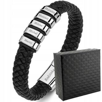 TB067b Bransoletka z 7 miejscami na grawer ELEGANCKI PASEK