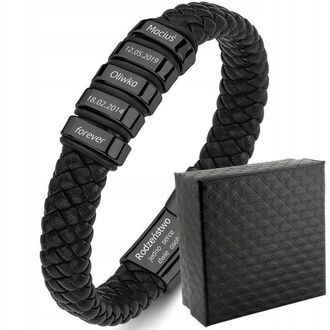 TB067c Bransoletka IMIONA DATY grawer PREZENT