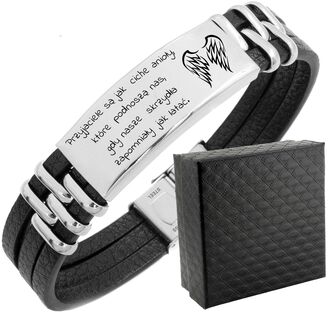 TB076b Męska bransoletka z grawerem SKÓRZANE PASKI 