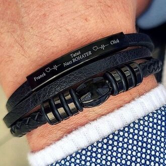 TB140 Dla TATY bransoletka KRZYŻ skórzana  z grawerem PERSONALIZOWANA