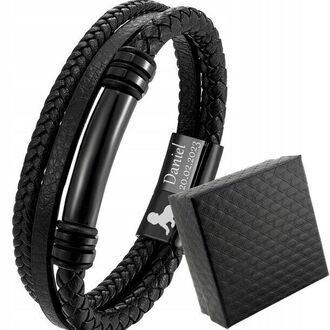 TB146 ELEGANCKA bransoletka skórzana z grawerem dla OJCA SYNA