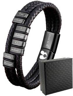 TB096 Bransoletka RODZINY z 10 miejscami na grawer PREZENT