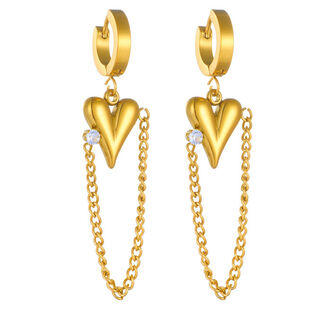 AK339 Kolczyki ze stali chirurgicznej SERCA z cyrkonią