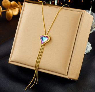 AN353 Naszyjnik ze stali chirurgicznej CYRKONIA serce