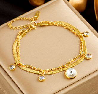 AB368 Bransoletka ze stali chirurgicznej CYRKONIE