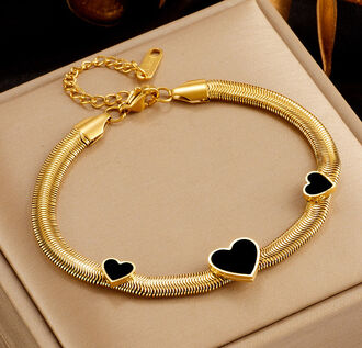 AB369b Bransoletka ze stali chirurgicznej SERDUSZKA czarne