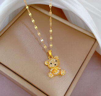 AN356 Naszyjnik ze stali chirurgicznej MISIU z cyrkonii