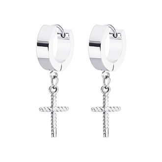 AK361b Kolczyki ze stali chirurgicznej KÓŁKA krzyżyk