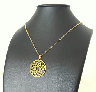 AN363a Naszyjnik ze stali chirurgicznej KWIAT LOTOSU