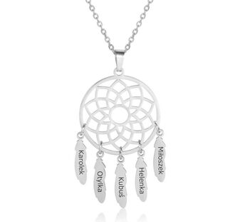 LN050a Naszyjnik ŁAPACZ SNÓW z GRAWEREM ze stali chirurgicznej 