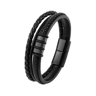UB305a Męska bransoletka skórzana Stal 316L