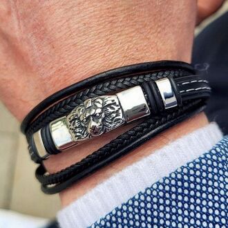 TB164 Bransoletka dla TATY LEW nordycka Wikingów z grawerem