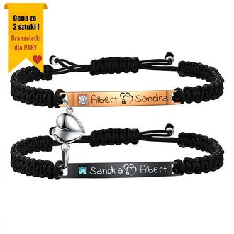 RB047 Personalizowane bransoletki dla PAR magnetyczne CYRKONIA z grawerem 