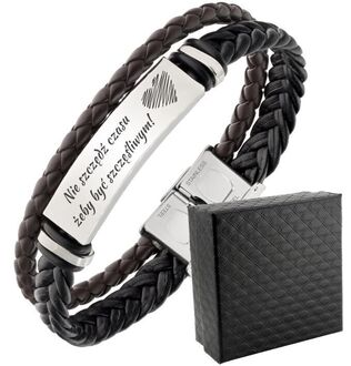 TB158a Męska bransoletka skórzana z grawerem 
