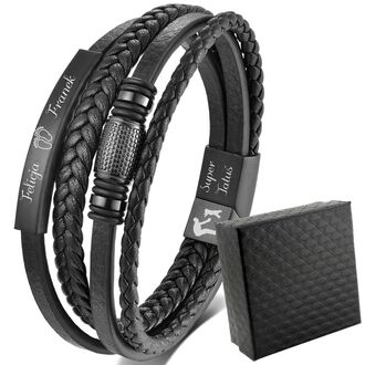 TB170 ELEGANCKA bransoletka skórzana grawer dla OJCA SYNA prezent