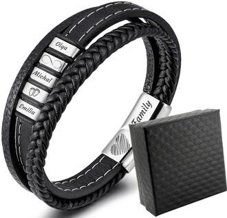 TB138b ELEGANCKA bransoletka skórzana PRZESZYCIA z grawerem 