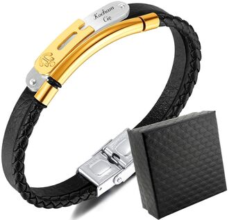 TB176 Męska bransoletka KOTWICA skórzana z grawerem 