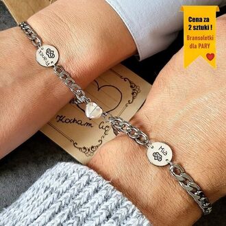 RB051 Bransoletki dla PAR z grawerem magnetyczne SERCE