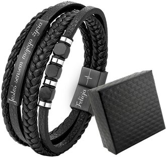 TB181 Bransoletka dla TATY MĘSKA skórzana z grawerem PREZENT dzień OJCA