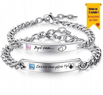 RB011 Bransoletki dla pary z GRAWEREM  grube łańcuszki CYRKONIA