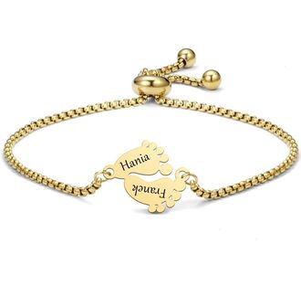 LB072a Bransoletka ze stali CHIRURGICZNEJ z grawerem STÓPKI złota