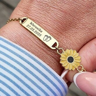 LB079 Bransoletka ze stali CHIRURGICZNEJ z grawerem KWIATEK