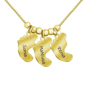 LN062a Naszyjnik STÓPKI dla MAMY złoty