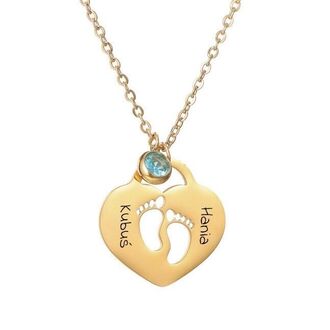 LN063a Naszyjnik ze stali chirurgicznej z grawerem SERCE stópki 