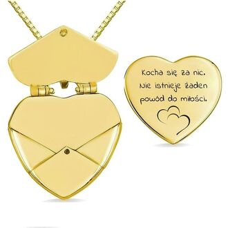 LN065a Naszyjnik ze stali chirurgicznej z grawerem LIST serce