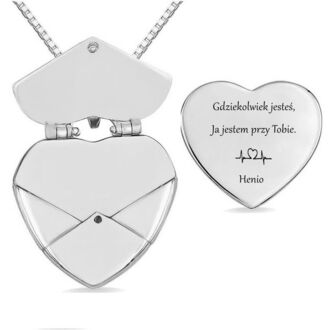LN065b Naszyjnik ze stali chirurgicznej z grawerem LIST serce
