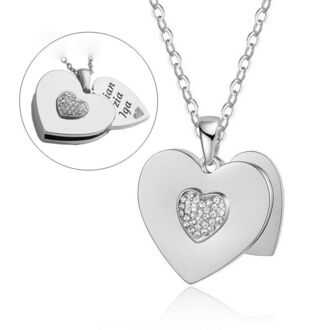 LN066b Naszyjnik SERCE z ukrytym grawerem SREBRNY