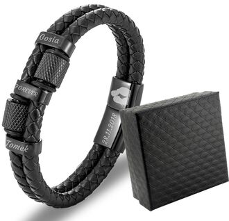 TB188 Bransoletka skórzana MĘSKA z grawerem 