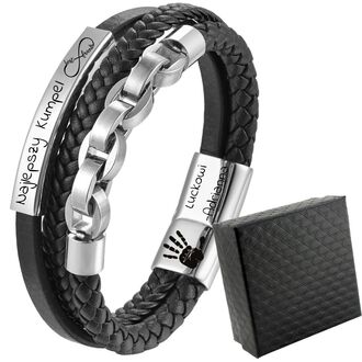 TB191 Bransoletka skórzana ŁAŃCUCH z grawerem 