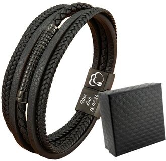 TB196 Bransoletka skórzana MĘSKA z grawerem 