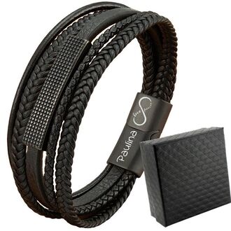 TB197 Bransoletka skórzana MĘSKA z grawerem 