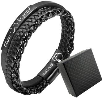 TB198 Bransoletka skórzana MĘSKA z grawerem 