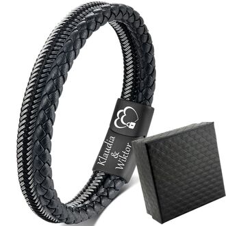 TB199a Bransoletka skórzana BIAŁA z grawerem 