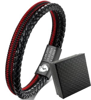 TB199b Bransoletka skórzana CZERWONA z grawerem 