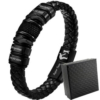 TB207 Bransoletka ELEGANCKA skórzana z grawerem