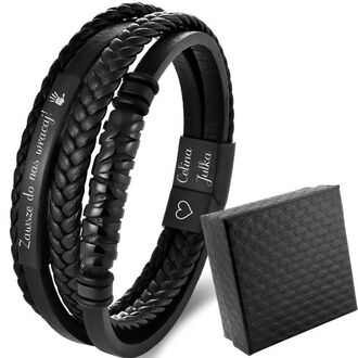 TB208 Bransoletka ELEGANCKA skórzana z grawerem