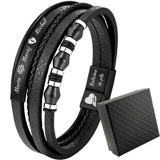 TB209 Bransoletka ELEGANCKA skórzana z grawerem