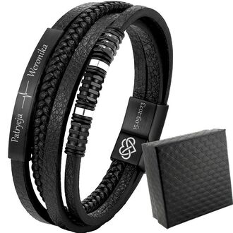 TB210 Bransoletka ELEGANCKA skórzana z grawerem