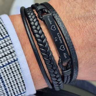 TB215 ELEGANCKA bransoletka skórzana z grawerem 