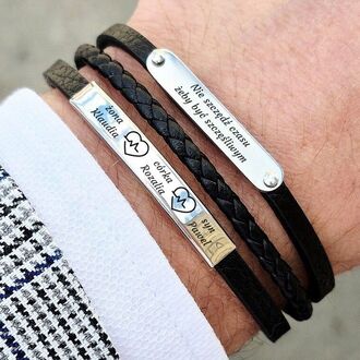 TB217 ELEGANCKA bransoletka skórzana z grawerem 